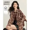 Camisa de Cuadros Escoceses Top Versátil 25 Otoño e Invierno Nuevo Top Exterior de Torre para Viajes de Negocios para Mujer