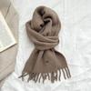 Nueva bufanda de lana de color puro con etiqueta de metal, suave y glutinosa, larga, con borlas, para pareja, otoño e invierno, cálida, combina con todo, chal pequeño