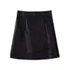 Falda Elegante de Aspecto Adelgazante de Cintura Alta para Mujer Otoño e Invierno 2025 Falda de Cadera de Cuero PU Falda Pequeña Acampanada de Estilo Coreano a la Moda