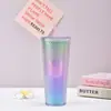 Fabricantes transfronterizos taza de plástico creativa de doble capa estudiante verano con popote portátil gran capacidad PS taza de durián atada