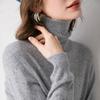 Suéter de Lana de Cuello Alto para Mujer 100% Lana Pura Suéter Tejido Otoño e Invierno Nuevo Suéter Elegante Holgado Base Suéter de Cachemira