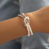 Pulsera Simple Ins con Cuentas de Perlas, Traje Pulsera de Tubo Curvado de Metal Apilado de Moda para Mujer