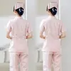 Roupa de Trabalho para Doutor Oral Masculina Manga Longa Fina Manga Curta Jaleco Branco Uniforme de Dentista e Enfermeiro Traje Dividido de Enfermeiro