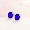Pendientes de botón de moda versátiles y modernos con diamante de color de cuatro garras en forma de huevo Pendientes de botón versátiles para uso diario con garra ovalada Modernos