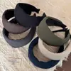 Faixa de Cabeça de Tecido Liso com Pregas Largas Moda Simples Prendedor de Cabelo Faixa de Cabeça para Sair Lavar o Rosto Topo Alto do Crânio Prendedor de Cabelo Acessórios de Cabelo Mulheres