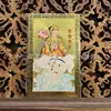 Nuevo Bodhisattva Samantabhadra Tarjeta de Oro de Cobre Puro Manjushri Tarjeta de Bendición con el Mantra del Corazón Estatua de Buda Tarjeta Portátil