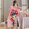 Pijama de verano para mujer de talla grande, diseño de dibujos animados lindo, para damas de talla grande, vestido camisón de seda de leche para el hogar, venta al por mayor