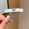 Pente de Cabelo Exquisito Doce Laço Strass Coração Japonês e Coreano Acessório de Cabelo Presilha de Cabelo Versátil de Alta Qualidade Princesa