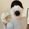 Scrunchie Floral de Renda Doce com um Toque Feminino, Elástico de Cabelo Plissado para Coque ou Rabo de Cavalo