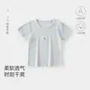 Ropa de Bebé Verano Delgada Mangas Cortas Camisetas Algodón Puro Clase A Sin Costuras Ropa para Casa con Aire Acondicionado Color Sólido Ropa para Salir de Bebé