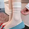 Meias estilo miu estilo ballet femininas de verão finas respiráveis de cano médio estilo coreano de verão ultra-finas brancas largas longas