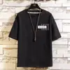Camiseta de Manga Corta para Hombre, Versátil, de Moda, Delgada, Capa Base Simple, Holgada, Manga Media, Estampado de Letras, Talla Grande, Fabricante Original