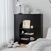 Gabinete decorativo de chimenea estilo francés, estante de almacenamiento blanco con luces, forma arqueada, adecuado para salas de transmisión en vivo, salones de belleza y exhibición en sala de estar, gabinete estrecho
