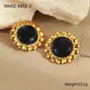 Moda Europea y Americana Nicho Retro Exagerados Pendientes de Acero Inoxidable Chapados en Oro de 18K Ágata de Imitación Pendientes Geométricos Elegantes Joyería