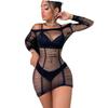 Cosplay de Halloween Europeo y Americano Sexy Ultra Corto Telaraña de Calavera Manga Lencería Nocturna para Mujer