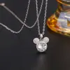 Collar Imitación Plata de Ley 925 de Mickey Mouse para Mujer con Colgante de Moissanita, Disponible para Transmisión en Vivo de Tiktok y Dropshipping