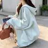 Cárdigan con capucha de retazos a cuadros deportivos casuales holgados de primavera y otoño para mujer