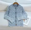 Amazon Comercio Exterior Europeo y Americano 2026 Nuevo Estilo Cardigan de Punto Trenzado con Botones Chaqueta Suéter para Mujer de Manga Larga