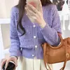 Outono e Inverno 2025 Novo Estilo Japonês e Coreano Cor Pura Moda Elegante Estilo Suave Decote V Solto Cardigan de Tricô Suéter Jaqueta Feminina