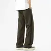Pantalones casuales UOOHE de seda helada de secado rápido, estilo americano moderno para hombre, verano, finos, transpirables, holgados, rectos, de pierna ancha, largos