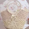 Bolsa de Paja con Encaje de Hoja de Maíz Bolso de Hombro Portátil Bolso de Moda para Mujer Bolso de Playa para Vacaciones de Verano