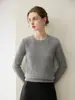 Suéter de cashmere 100% puro espessado para mulheres, gola redonda, trança, manga longa, pulôver, malha macia e aconchegante para outono e inverno, adequado para o trabalho