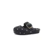 Novas Pantufas Outono/Inverno 2026 para Meninas Bico Redondo Fashion Versátil Casual Pantufas de Algodão com Bolinhas Pantufas Versáteis de Bico Fechado