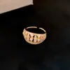 Anillo Abierto Geométrico Redondo de Circonita Estilo Medieval Retro Nicho Anillo de Alta Gama Temperamento Lujo Ligero Joyería de Mano Venta al por Mayor