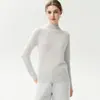 Estilo simple, sensación de alta calidad: Colección de otoño 2026, suéter de cachemira para mujer, cuello semialto, capa base de punto de cachemira, mangas raglán