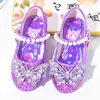 Zapatos Infantiles Kuromi, Zapatos de Tacón Alto para Niñas, Zapatos de Vestir de Princesa, Zapatos Pequeños de Cuero Infantiles de Suela Suave, Zapatos de Cristal con Lentejuelas Elsa