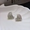 Brincos de Tarraxa Cheios de Zircônia Diamantada para Mulheres, Estilo Socialite Exquisito e Elegante Brincos de Prata