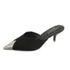 Mules de Verano para Mujer con Punta Fina, Tacón Medio Stiletto de Tacón Alto y Diseño Poco Profundo sin Espalda