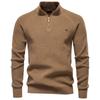 Novo Suéter Cardigan Masculino Meio Aberto Outono e Inverno, Manga Longa, Gola Alta, Cor Sólida, Peça Casual Versátil para Usar em Camadas