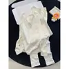 Conjunto completo de suéter con bloques de color de lindo cachorro de dibujos animados, capa base de manga larga y pantalón largo, conjunto de ropa interior cálida cepillada de terciopelo alemán para mujer