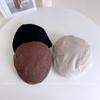 Gorra Adelante de Algodón y Lino Estilo Japonés Simple y Elegante para Mujer, Nueva Boina Versátil de Protección Solar Vintage Otoñal