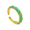 Anillo Venta Caliente Anillo de Trébol con Aceite Goteando Nicho Alta Gama Flor Colorida Anillo para Dedo Índice 2025 Nuevo Venta Caliente Mujer