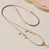 Cordón para Colgante Cordón de Cuero Encerado Hecho a Mano con Colgante de Jade Dorado Cordón Grande con Estilo para Colgante Estilo Artístico Cordón para Collar Unisex Ajustable