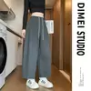Pantalones anchos de pierna recta con corte globo de nueve puntos en negro para mujer, nuevo estilo primavera/otoño 2026, diseñados para figuras petite, que cubren la cadera, estilizan y son deportivos