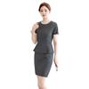 Vestido de Verano Nuevo Estilo de Manga Corta Falso Dos Piezas al por Mayor, Uniforme de Trabajo de Alta Gama y Elegante para Salones de Belleza, Joyerías y Oficinas Inmobiliarias