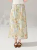 Saia Midi Evasê Cintura Apertada Estilo Pintura a Óleo Fotogênica Atmosférica Roupa Feminina Plus Size Esconde Gordura Saia Emagrecedora 88024