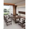 Nova Mesa de Chá e Conjunto de Cadeiras Estilo Chinês Pinheiro Antigo Salão de Chá Zen Mesa de Chá Kung Fu Mesa de Reunião de Negociação Simples de Madeira Maciça Mesa Longa
