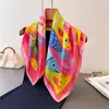 Lenço Quadrado de Seda com Estampa de Peixes Coloridos Xale Lenço de Pescoço Toque de Luxo Lenço Quadrado para Amarrar no Pescoço Lenço de Cabeça Lenço de Seda Lenço para Mulheres