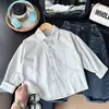 Nova Roupa Infantil Estilo Primavera e Outono Camisa Branca de Trabalho para Meninos Camisa de Manga Longa Estudante Roupa de Performance Atacado