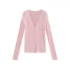 Camisa de OxígenoCardigán de seda-tencel estilo francés con cuello en V para aire acondicionado para mujer, versátil de color liso para verano, fina, protección solar