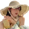 Chapéu de Palha Feminino 2025 Chapéu de Praia para o Litoral Chapéu de Sol de Verão Elegante Versátil Fashionável Proteção Solar Proteção UV Chapéu de Sol