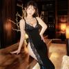 Lencería Nocturna con Encaje Atractivo, Vestido Largo Sexy con Abertura Alta, Uniforme Atrevido para Discoteca, Ropa de Dormir sin Quitar