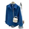 Foto real en stock Otoño e Invierno Camisa de manga larga de pana vintage lijada para mujer 2025 Elegante suelta gruesa apilada chaqueta