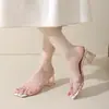 Sandalias Casuales Versátiles con Tira Transparente para Mujer, Cómodos Mocasines de Punta Cuadrada con Tacón Grueso, Zapatos de Caña Baja, Nuevo Estilo 2026