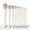Pincel de Maquillaje Individual Dorado Mango de Madera Suave Pincel para Polvos Rubor Contorno Sombra de Ojos Venta al por Mayor