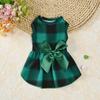 Roupas novas para cachorro 2024 pet saia suspensório xadrez pequeno roupas simples fofas roupas para cachorro bomei